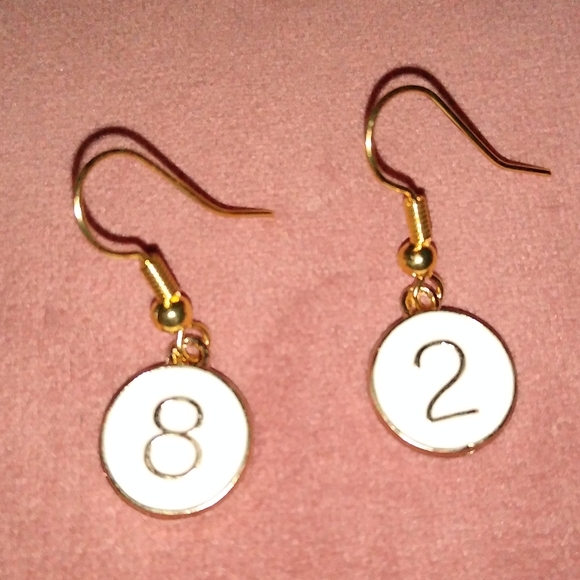 White Disc Charms Personalized Any Year Anniversary Grads Birthday Earrings Gold - Picture 2 of 5